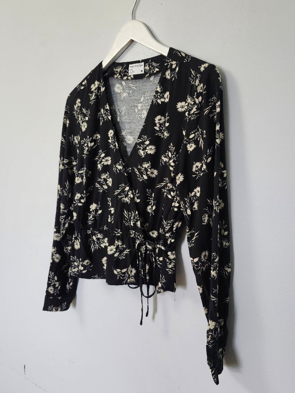 Frank and Oak Floral Wrap Blouse
